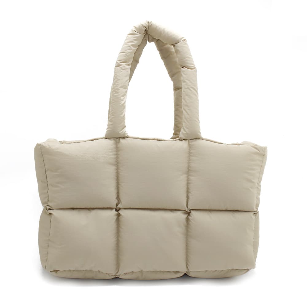 Large Quilted Tote Bag Lightweight Down Cotton Padded Shoulder Bag Large Puffer Tote