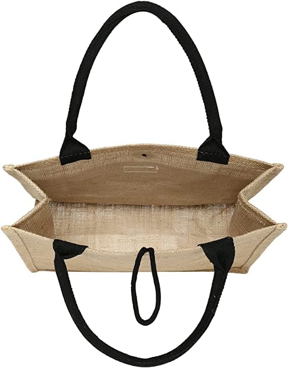 Jute Tote Bags with Canvas Front Pocket Reusable Natural Burlap Bags Jute Tote Bags with Canvas Front Pocket Reusable Natural Burlap Bags