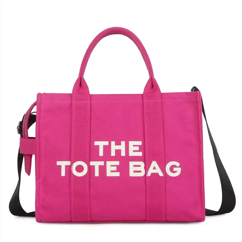 Large Capacity Zipper The Tote Bag Cotton Canvas Shopping Tote Bag