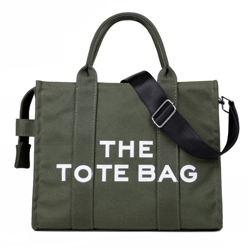 Large Capacity Zipper The Tote Bag Cotton Canvas Shopping Tote Bag