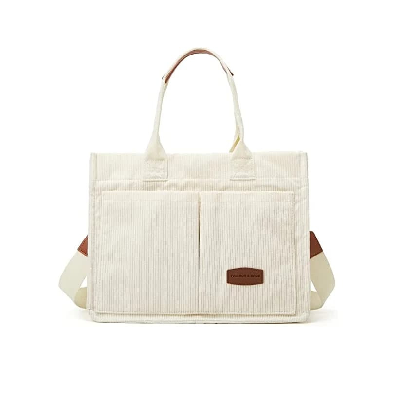 Corduroy Tote Bag Shoulder Bag Handbag with Shoulder Strap
