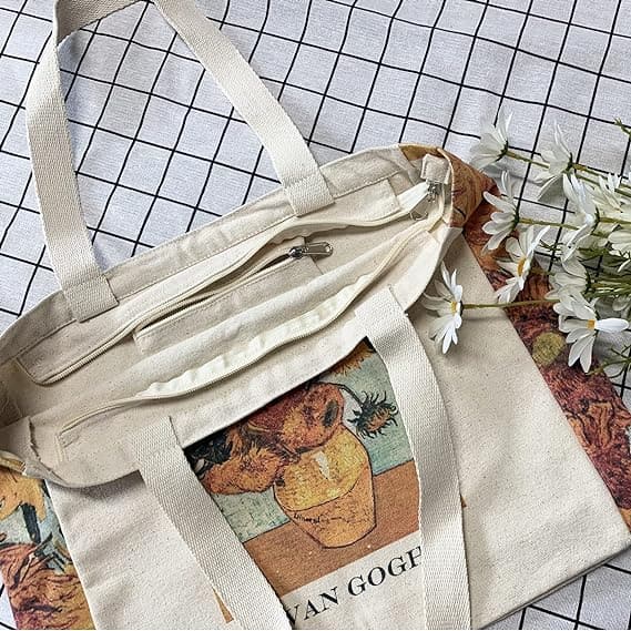 Lightweight Cotton Tote Handbags Medium Reusable Grocery Shopping Cloth Bags