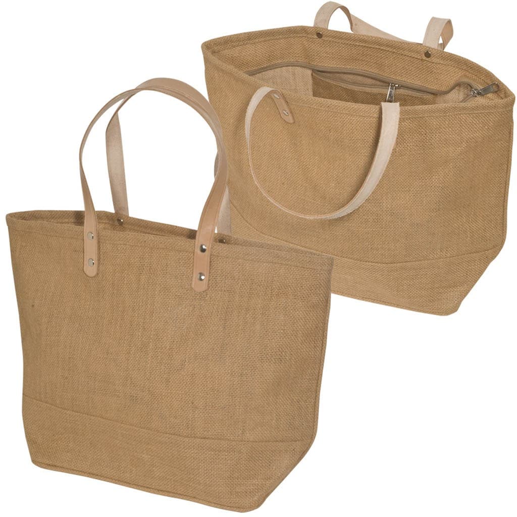 Eco Friendly Natural Reusable Grocery Shopping Bag Large Jute Burlap Beach Tote Bag 