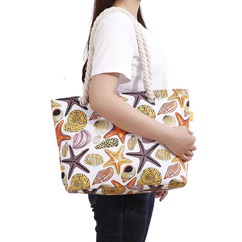 Shopping Grocery Beach Tote Bag with Rope Handle and Zipper Shopping Grocery Beach Tote Bag with Rope Handle and Zipper
