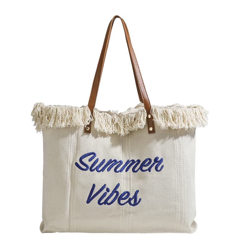 Canvas Tote Bags Large Summer Totes Tassel Beach Bag