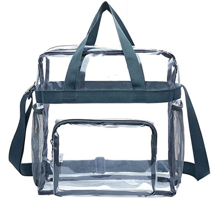 Clear Tote Bag Storage Beach Bag Gym Handbag Heavy Duty Clear PVC with Adjustable Straps 