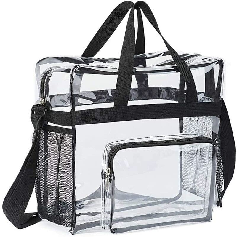 Clear Tote Bag Storage Beach Bag Gym Handbag Heavy Duty Clear PVC with Adjustable Straps 