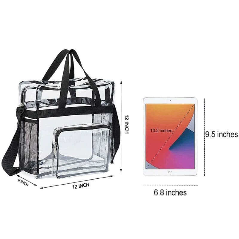 Clear Tote Bag Storage Beach Bag Gym Handbag Heavy Duty Clear PVC with Adjustable Straps 