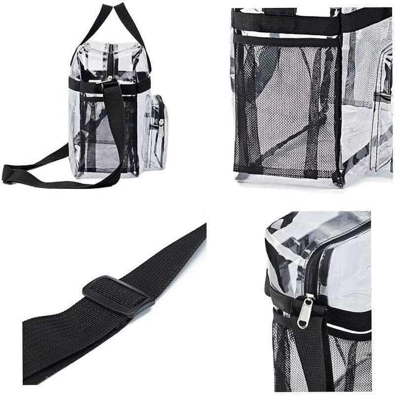 Clear Tote Bag Storage Beach Bag Gym Handbag Heavy Duty Clear PVC with Adjustable Straps 