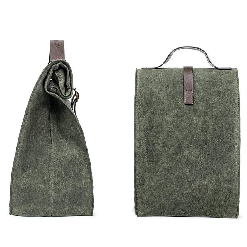 Insulated Waxed Canvas Tote Picnic Lunch Cooler Bag