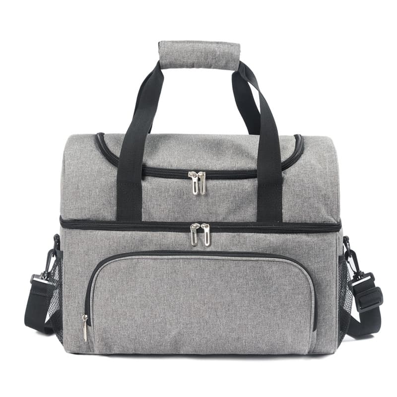 Double Layer Cooler Insulated Lunch Bag Large Tote Bag With Front Pocket 