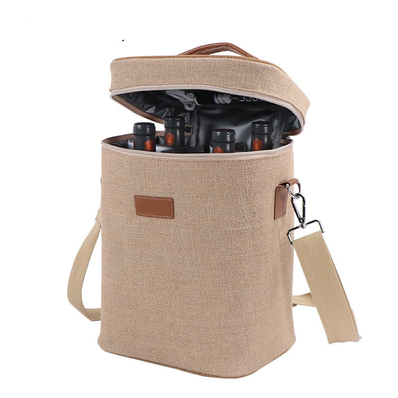 4 Bottle Wine Carrier Insulated Wine Bag Cooler Bag 