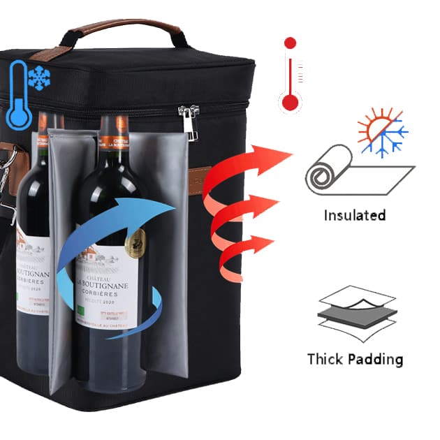 4 Bottle Wine Carrier Insulated Wine Bag Cooler Bag 