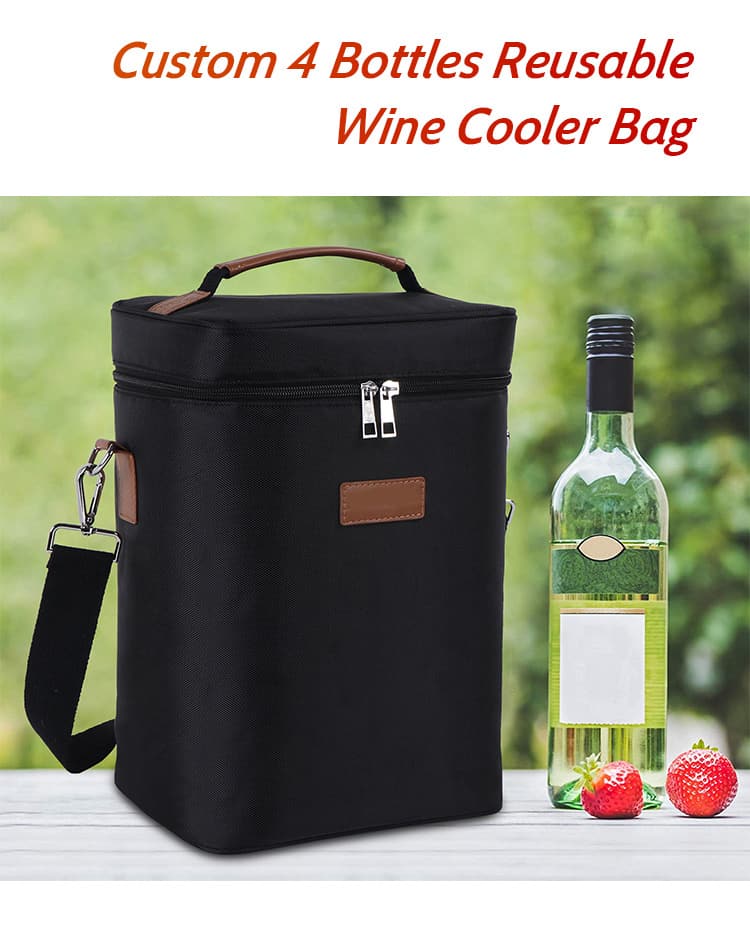 4 Bottle Wine Carrier Insulated Wine Bag Cooler Bag 