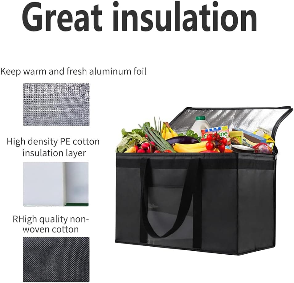 Collapsible Delivery Bag Large Insulated Pizza Bag Grocery Cooler Bag Collapsible Delivery Bag Large Insulated Pizza Bag Grocery Cooler Bag