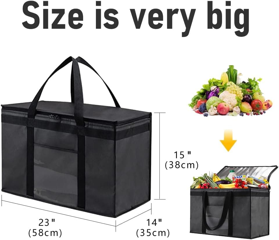 Collapsible Delivery Bag Large Insulated Pizza Bag Grocery Cooler Bag