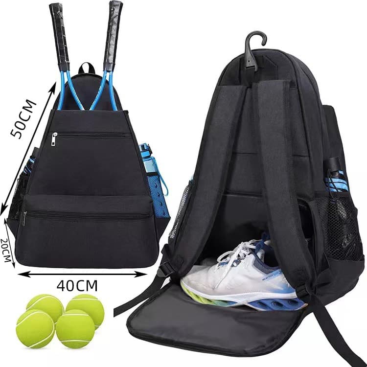 Waterproof Nylon Tennis Bag with Shoe Compartment 
