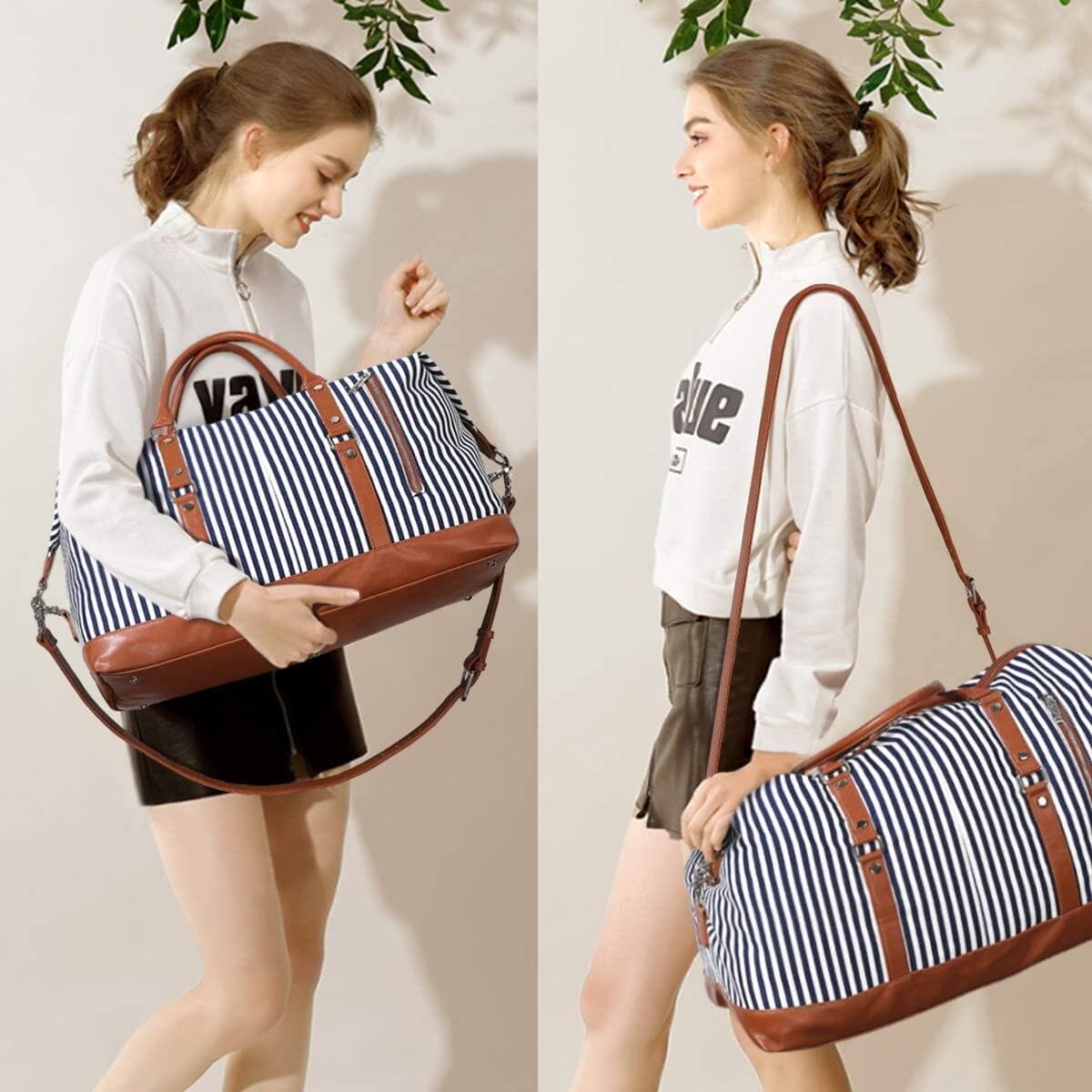 Striped Travel Bag Portable Fitness Duffle Bag Striped Travel Bag Portable Fitness Duffle Bag
