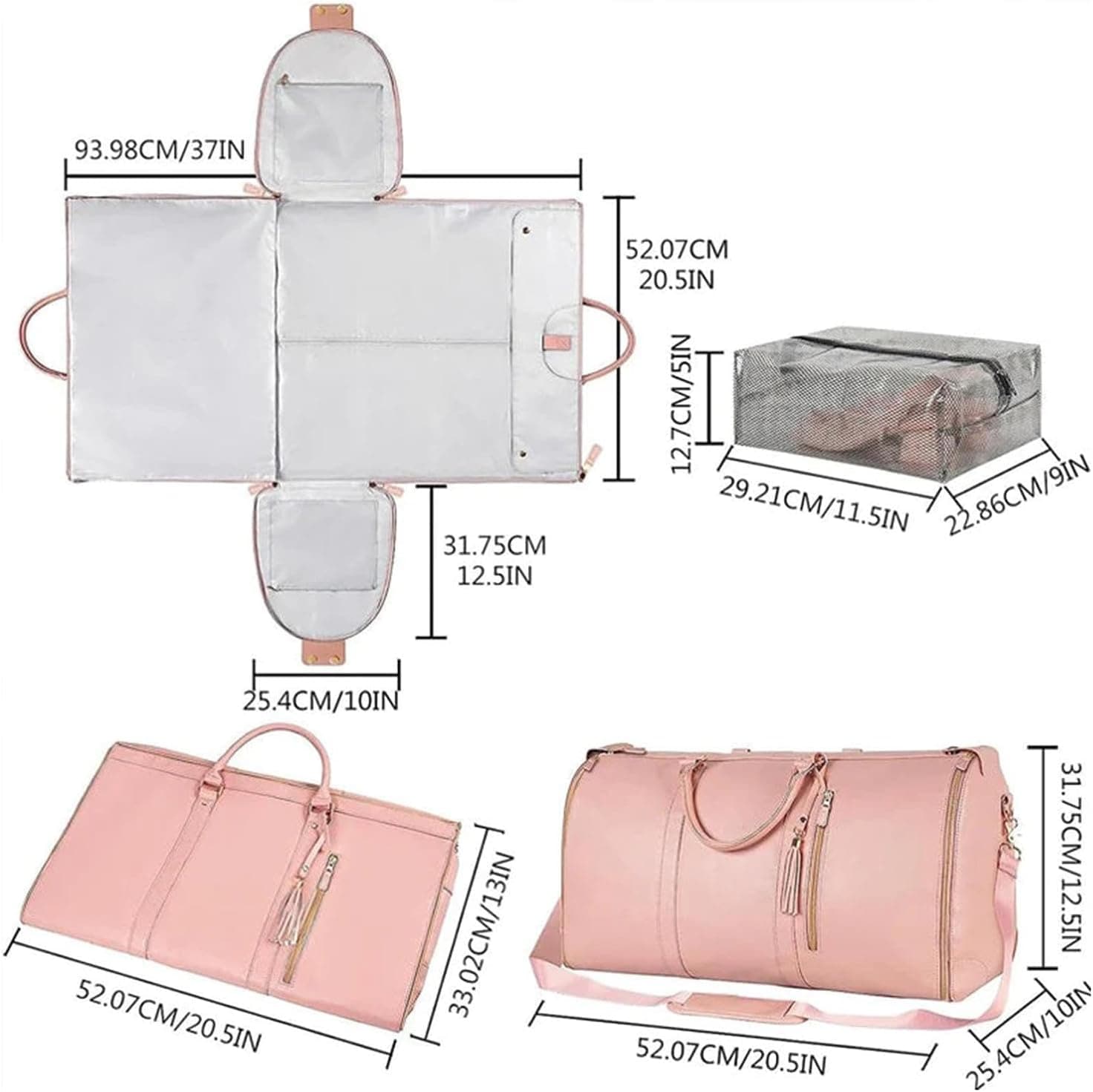 Foldable Garment Bags with Shoe Pouch Travel Luggage Organizers Foldable Garment Bags with Shoe Pouch Travel Luggage Organizers