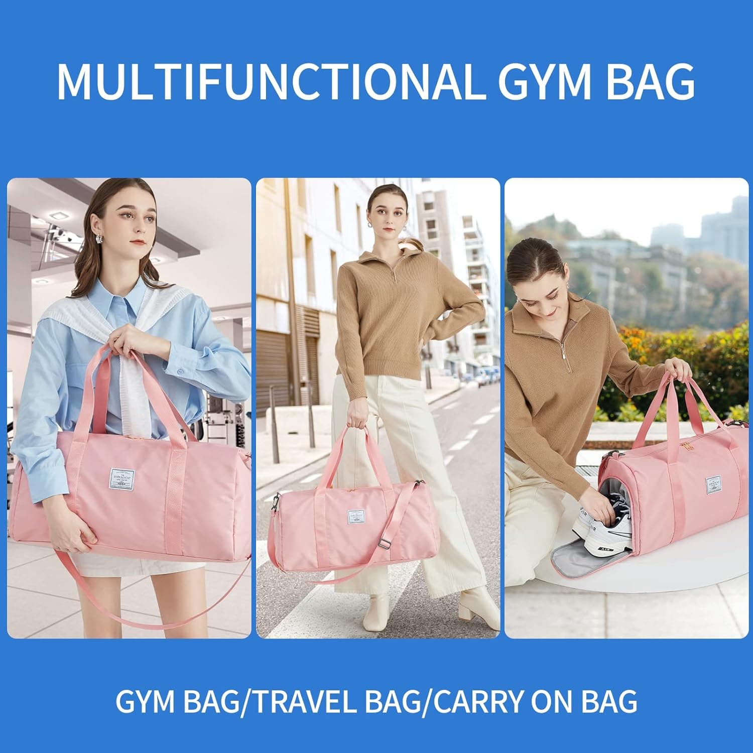 Weekender Bags Gym Bag with Shoe Compartment Duffle Bag Set Weekender Bags Gym Bag with Shoe Compartment Duffle Bag Set