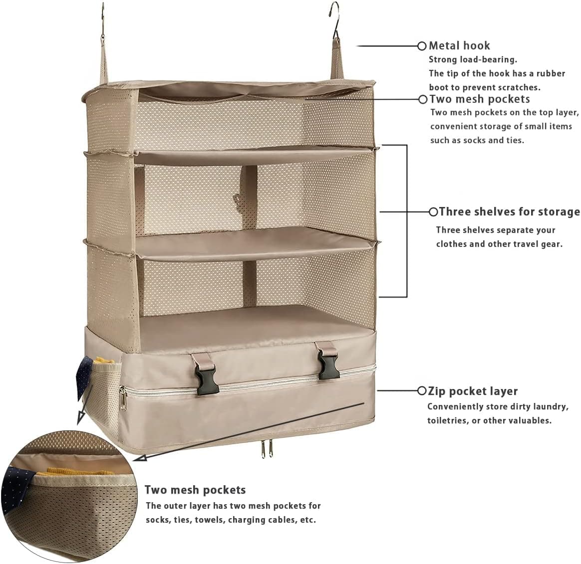 Portable Hanging Travel Shelves Packing Cubes Organizer Luggage Organizers for Suitcas Portable Hanging Travel Shelves Packing Cubes Organizer Luggage Organizers for Suitcas