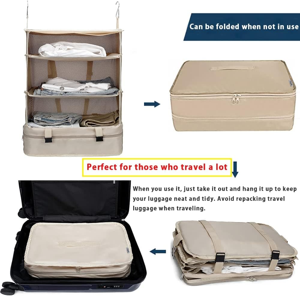 Portable Hanging Travel Shelves Packing Cubes Organizer Luggage Organizers for Suitcas