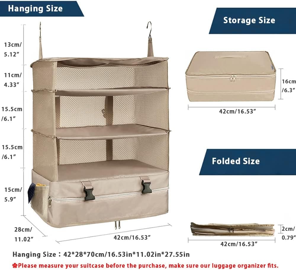 Portable Hanging Travel Shelves Packing Cubes Organizer Luggage Organizers for Suitcas