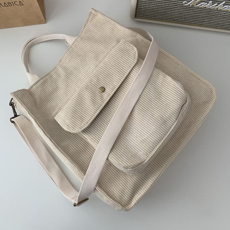 Corduroy Tote Handbag Shoulder Bag for Women 