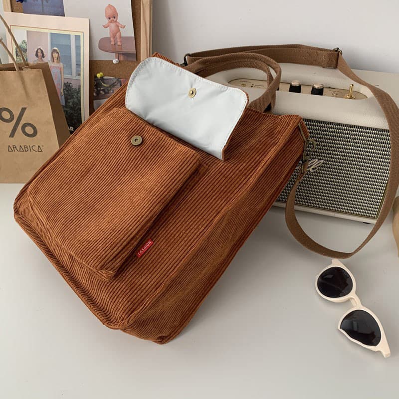 Corduroy Tote Handbag Shoulder Bag for Women 