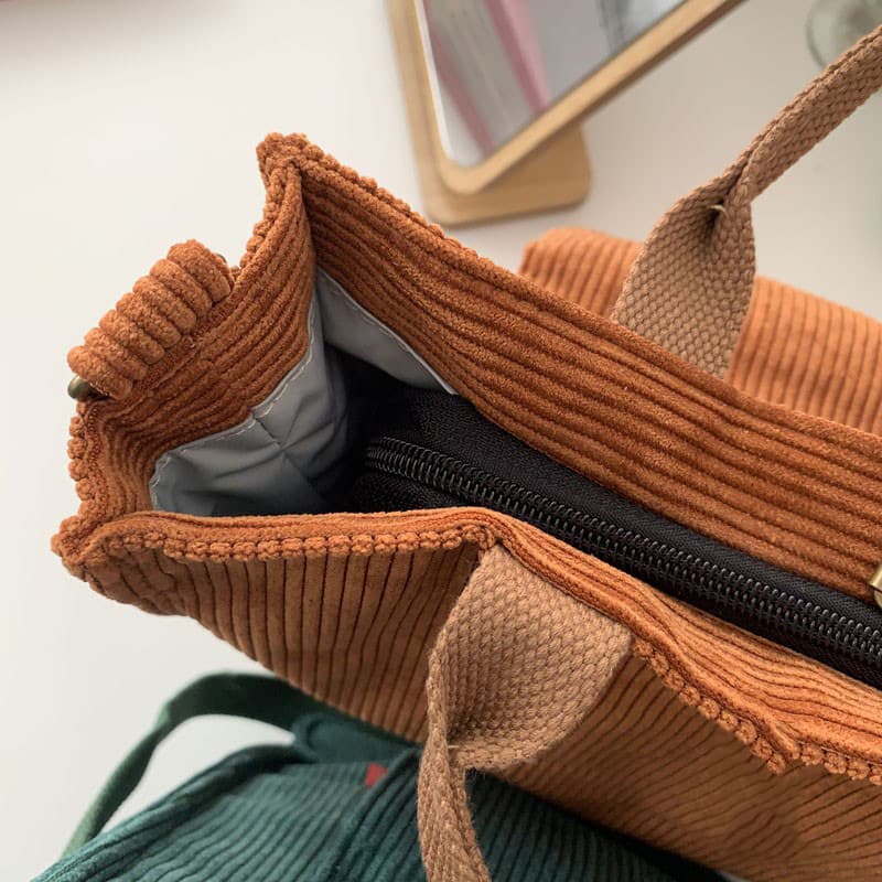 Corduroy Tote Handbag Shoulder Bag for Women 