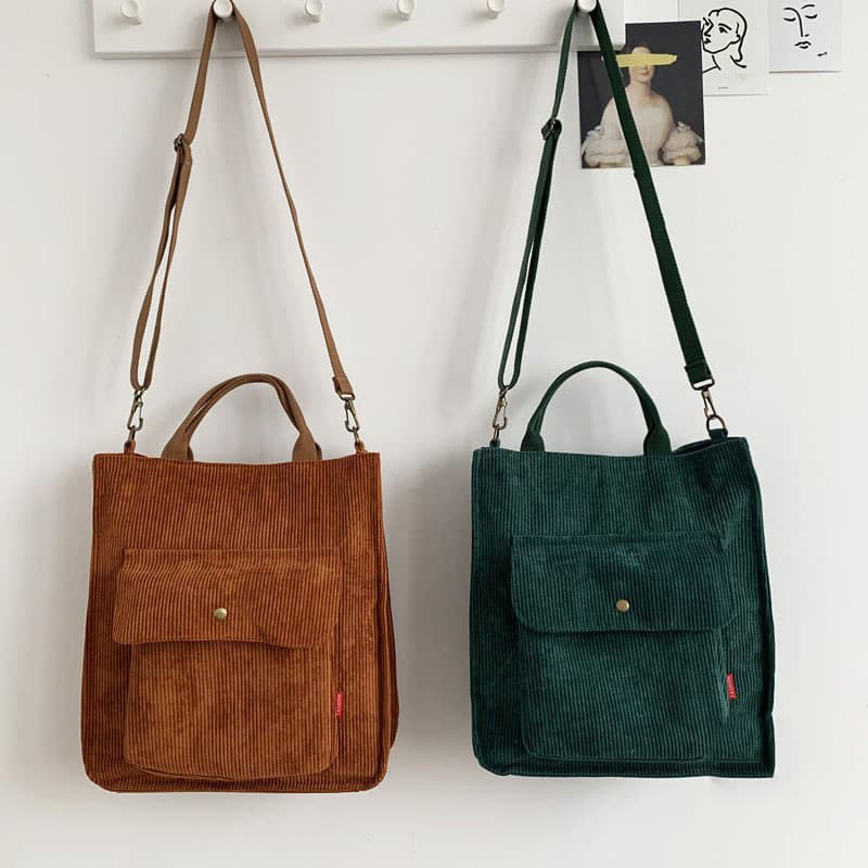 Corduroy Tote Handbag Shoulder Bag for Women 