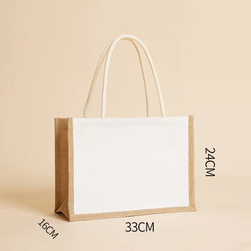 Eco Friendly Natural Laminated Jute Burlap Summer Beach Tote Bag with Floral Print Eco Friendly Natural Laminated Jute Burlap Summer Beach Tote Bag with Floral Print