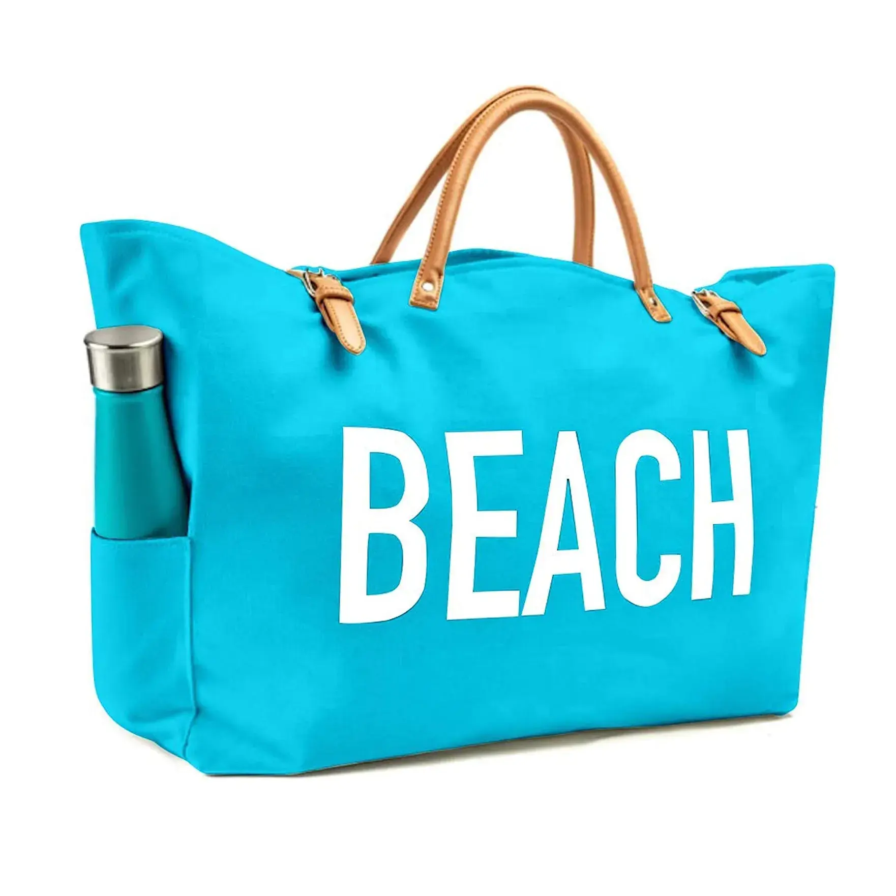 High Quality Customized Logo Extra Large Beach Vibes Canvas Tote Beach Bag 