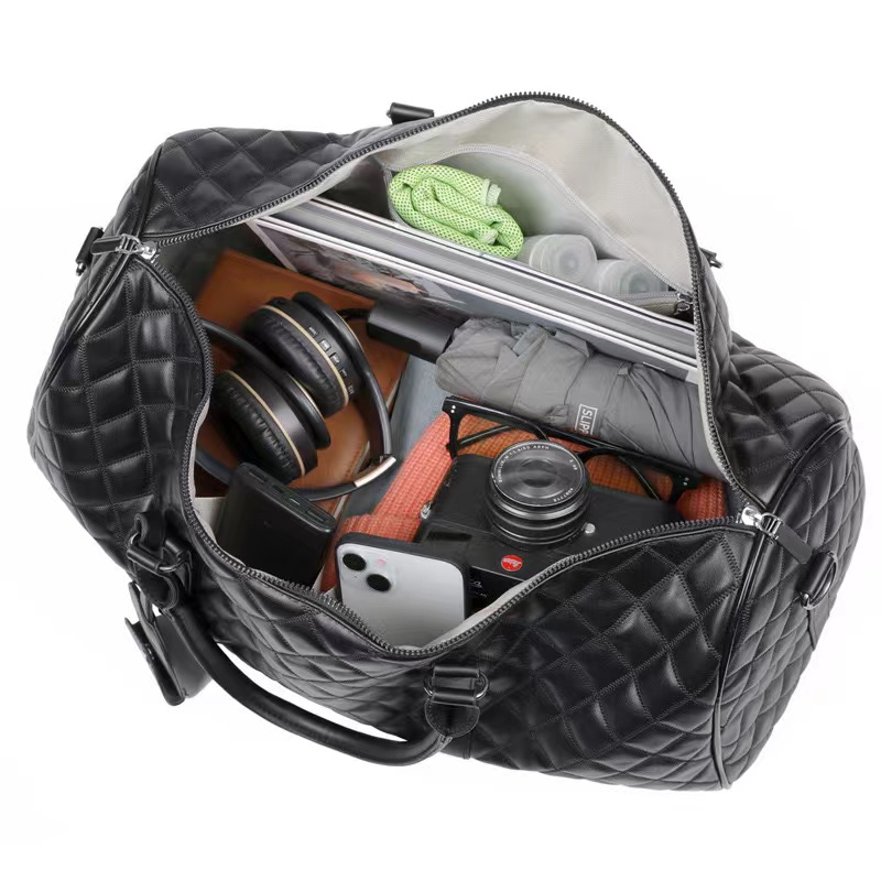 Quilted PU Leather Weekender Travel Duffel Bag Quilted PU Leather Weekender Travel Duffel Bag