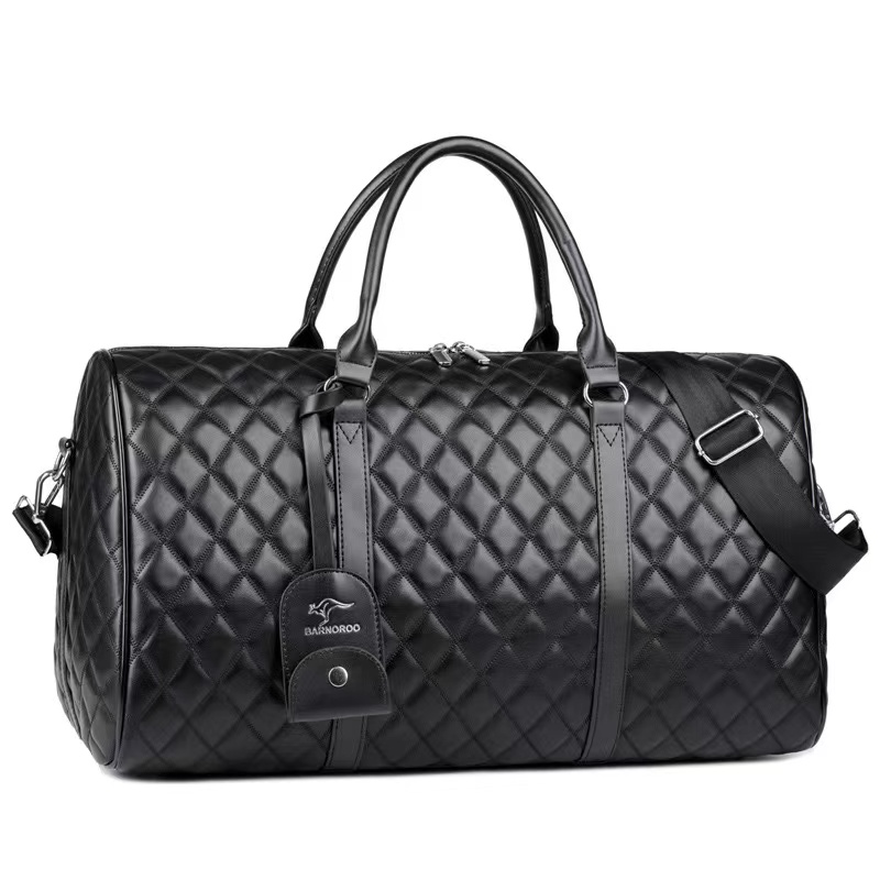 Quilted PU Leather Weekender Travel Duffel Bag 