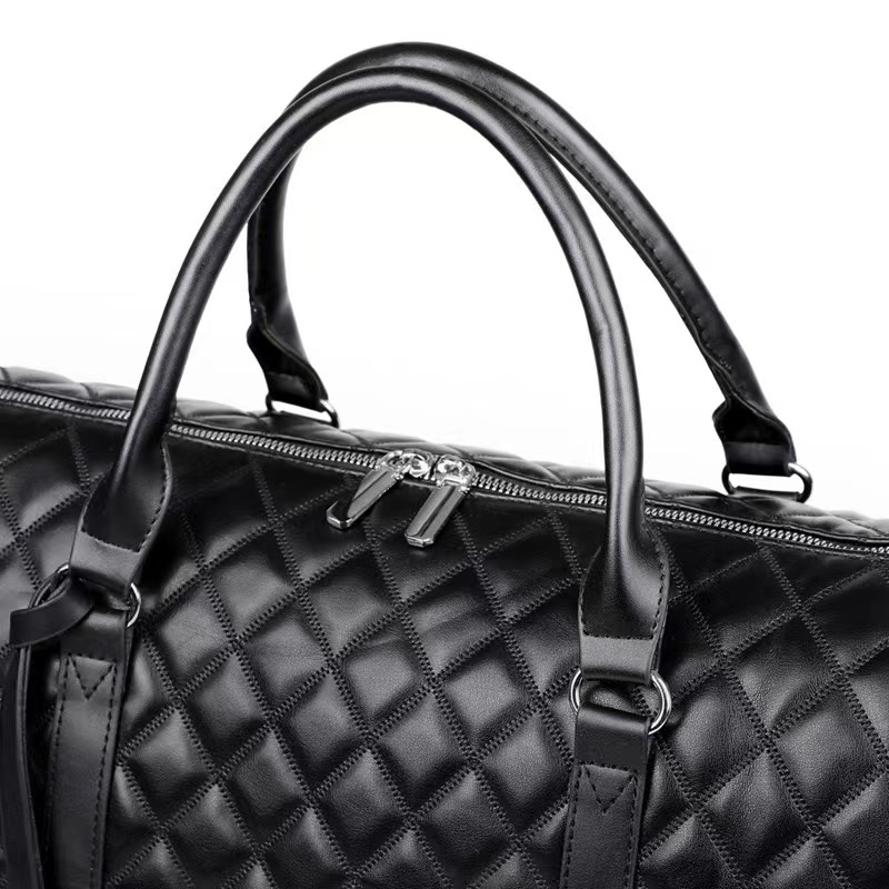 Quilted PU Leather Weekender Travel Duffel Bag 