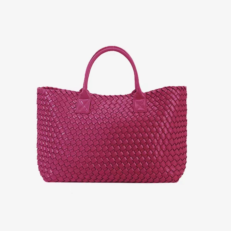 Luxury Handmade Woven PU Leather Handbags Large Oversized Beach Shopping Shoulder Tote Bag for Women