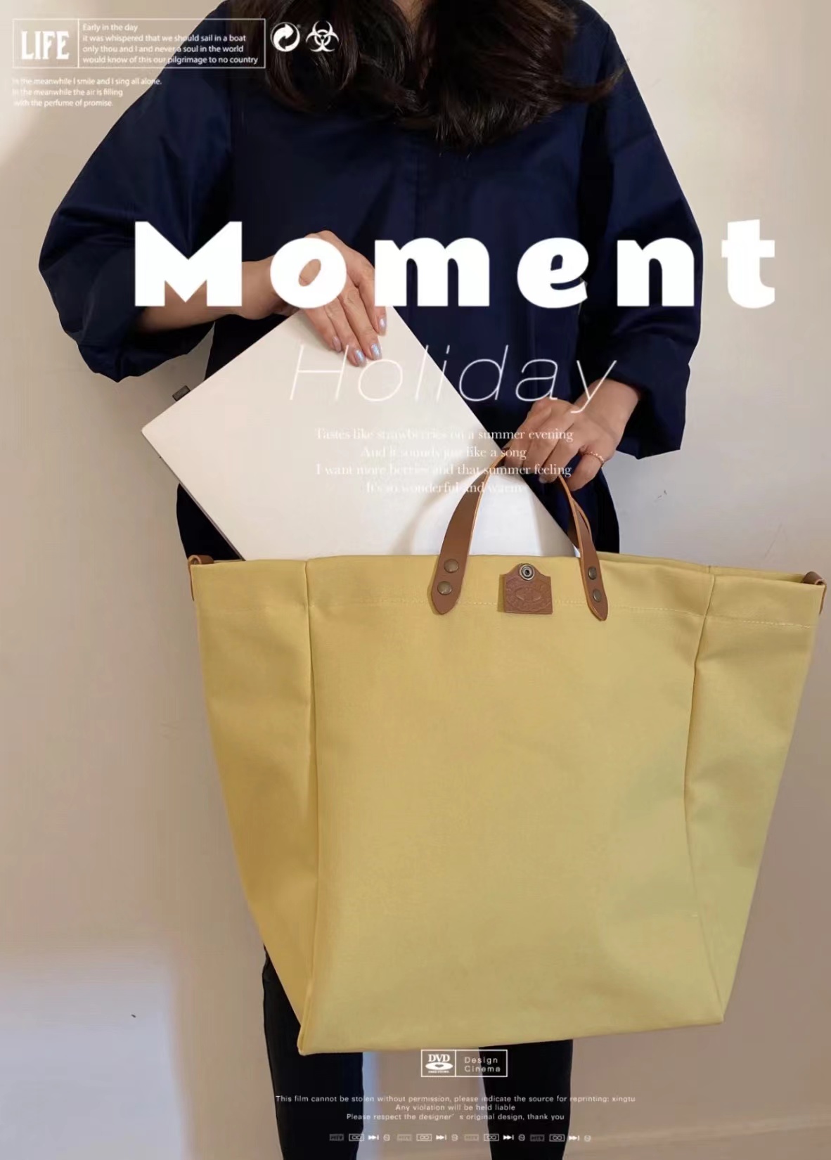 Heavy Duty Large Women's Canvas Tote Bag with Cotton Lining Fashionable Open Closure 