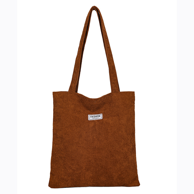 Corduroy Tote Bag with Interior Pocket