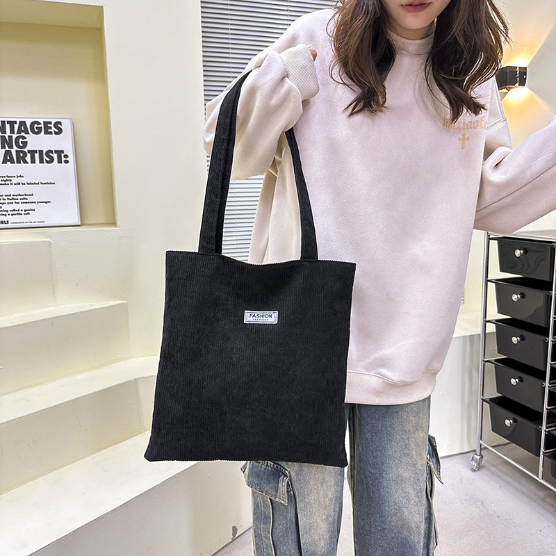 Corduroy Tote Bag with Interior Pocket Corduroy Tote Bag with Interior Pocket