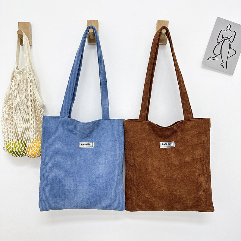 Corduroy Tote Bag with Interior Pocket Corduroy Tote Bag with Interior Pocket