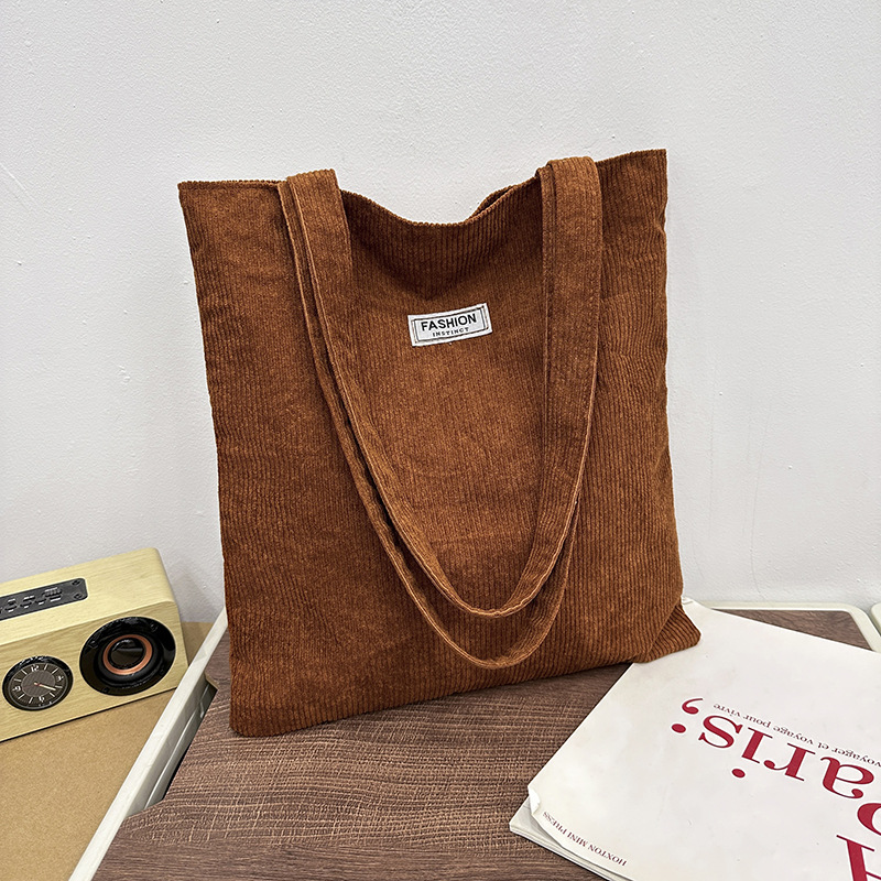 Corduroy Tote Bag with Interior Pocket
