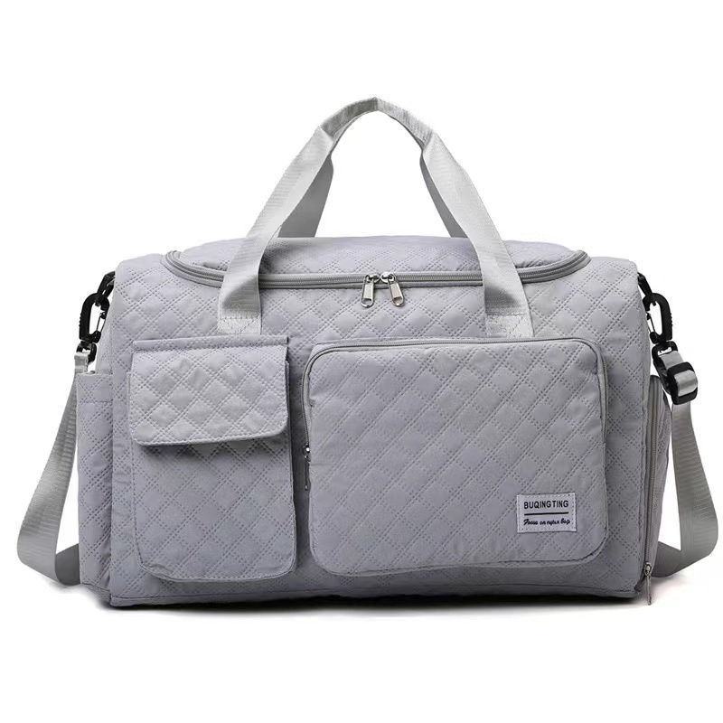 Quilted Large Capacity Weekender Duffel Travel Bag with Shoe Compartment Quilted Large Capacity Weekender Duffel Travel Bag with Shoe Compartment