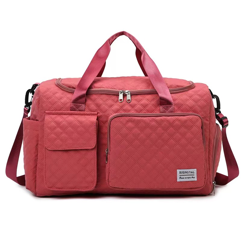 Quilted Large Capacity Weekender Duffel Travel Bag with Shoe Compartment Quilted Large Capacity Weekender Duffel Travel Bag with Shoe Compartment