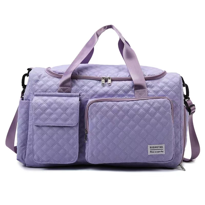 Quilted Large Capacity Weekender Duffel Travel Bag with Shoe Compartment Quilted Large Capacity Weekender Duffel Travel Bag with Shoe Compartment