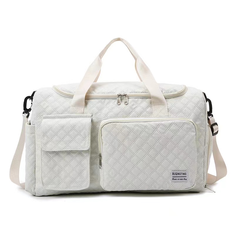 Quilted Large Capacity Weekender Duffel Travel Bag with Shoe Compartment
