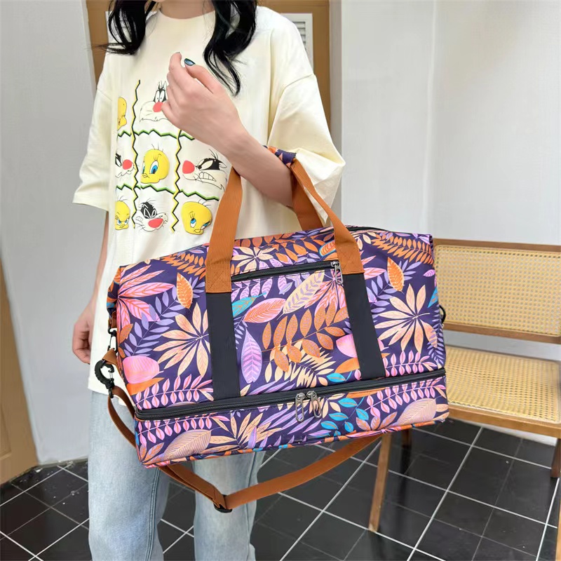 Full Print Weekender Fitness Yoga Organizer Duffel Travel Bag 