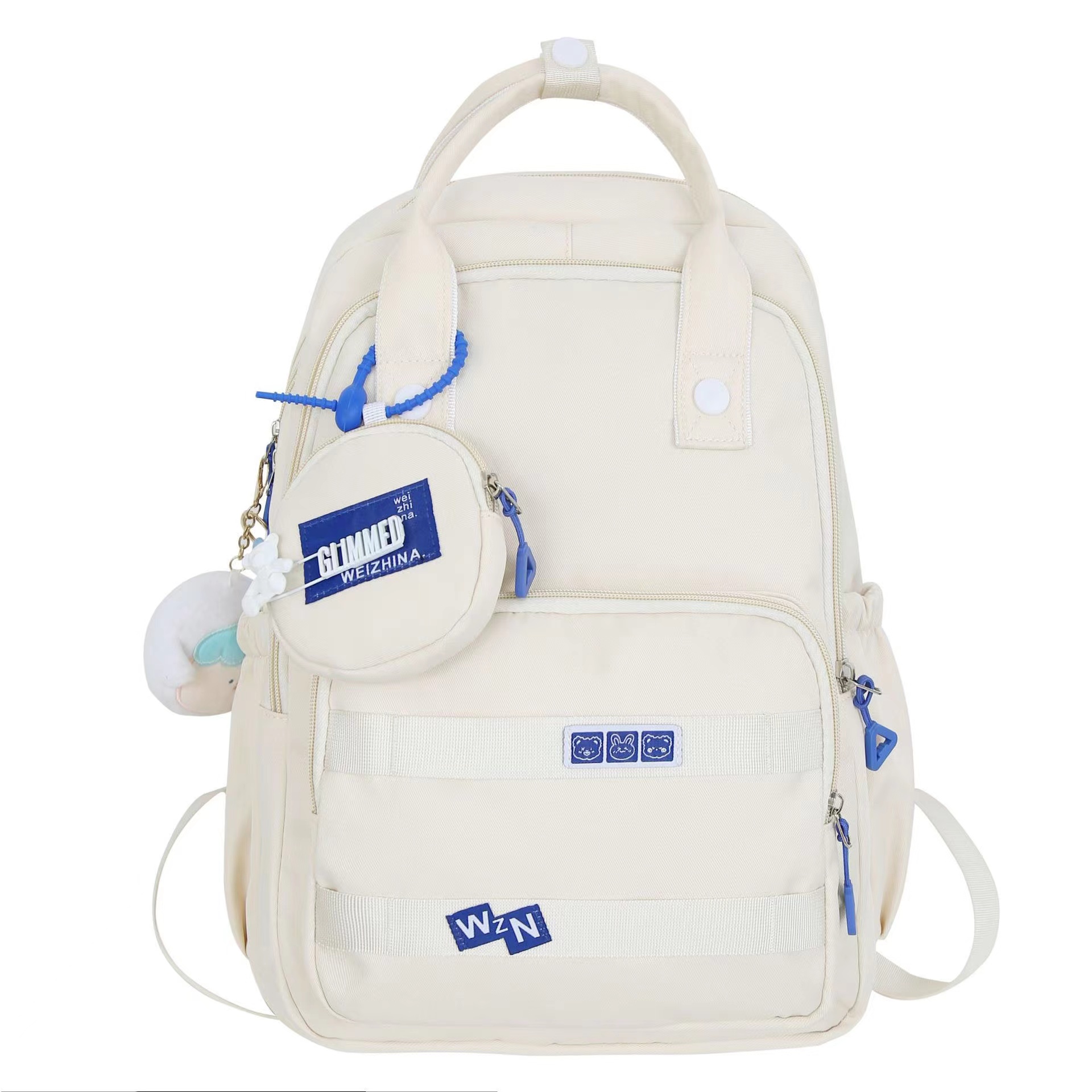 Nylon Backpack with Multi-Pockets