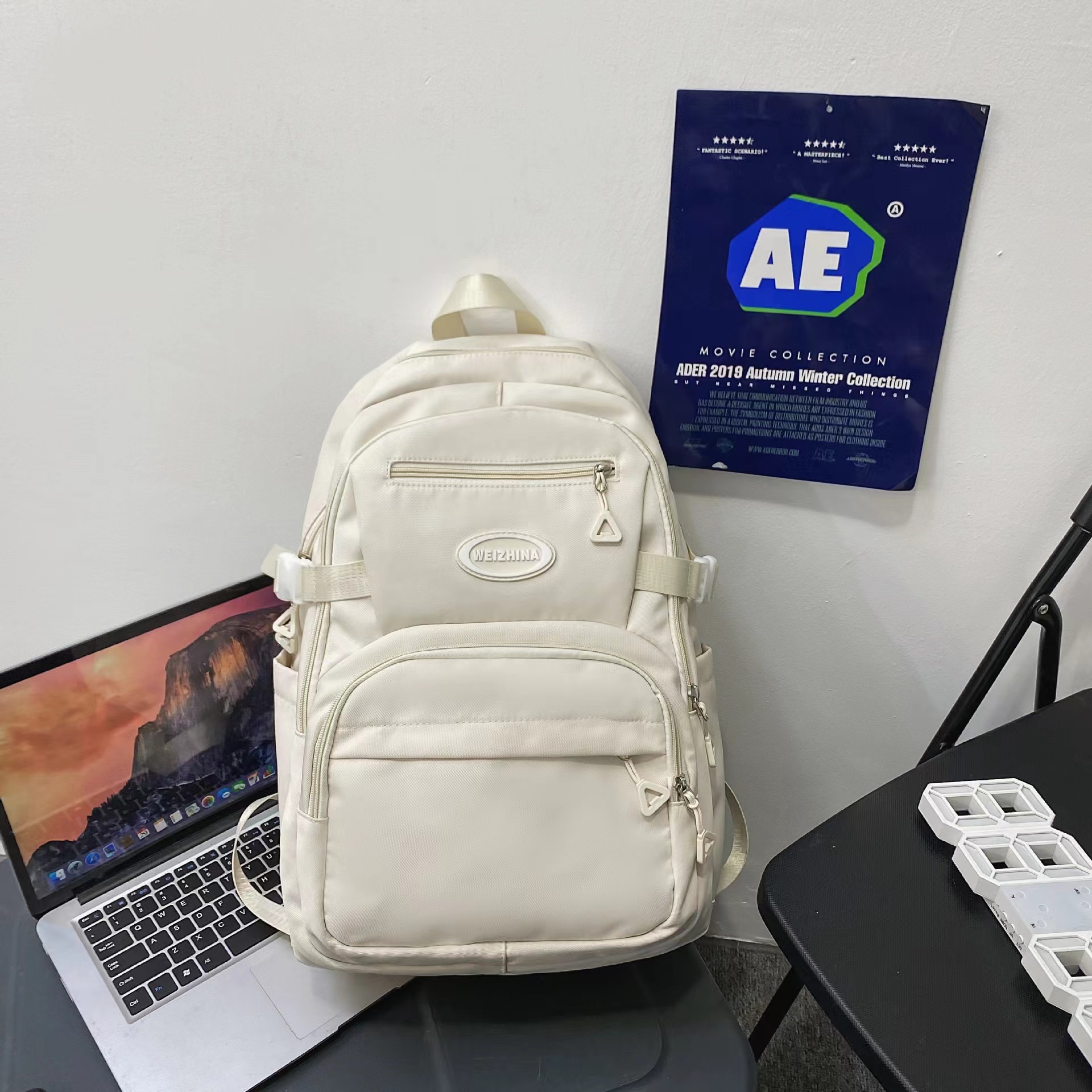 Nylon Solid Color School Backpack