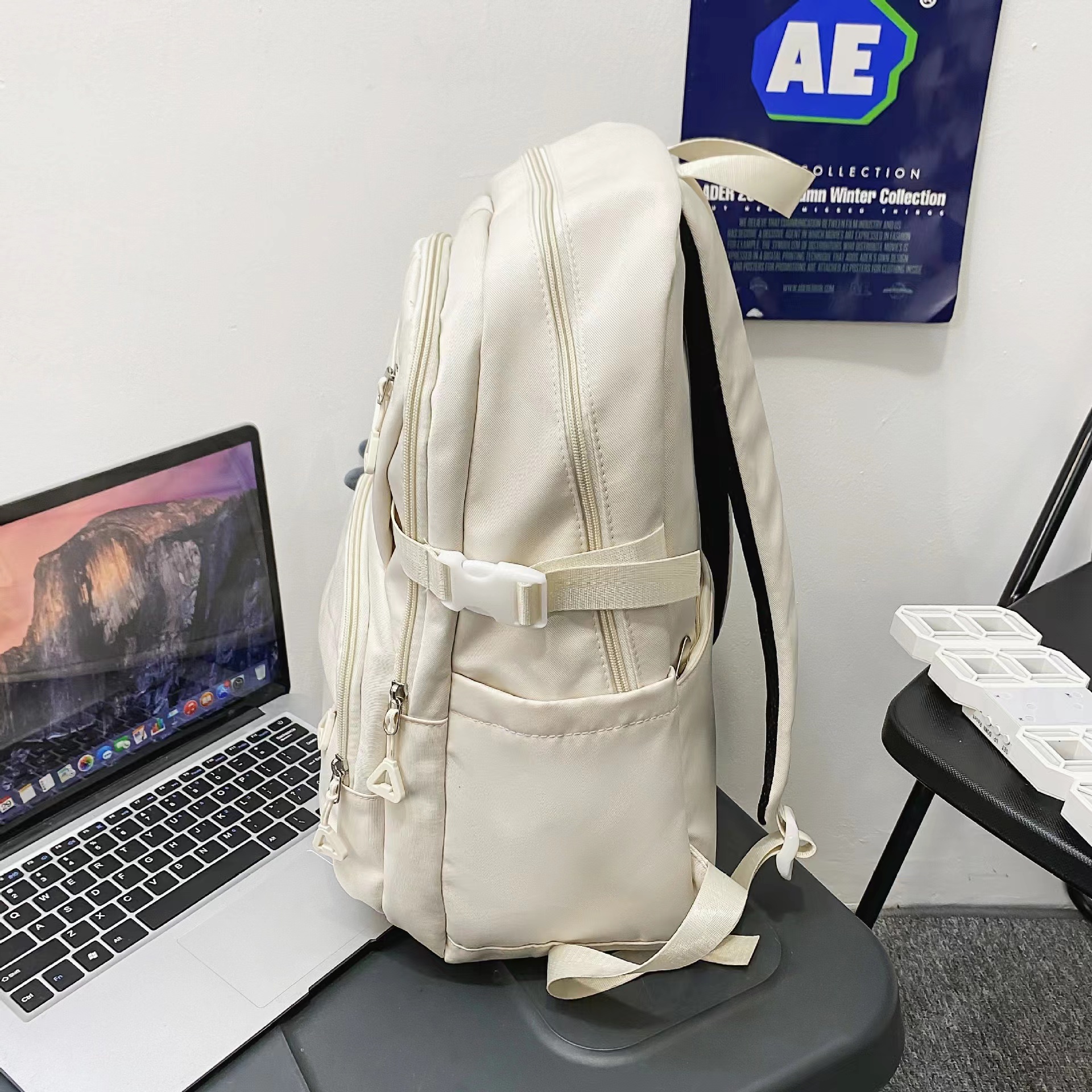 Nylon Solid Color School Backpack
